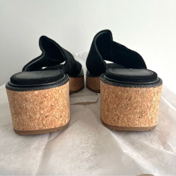 Vince Maddy Black Suede Mules Slides Block Heel Platform Sandals Sz 9.5 M NWOB - Picture 8 of 10